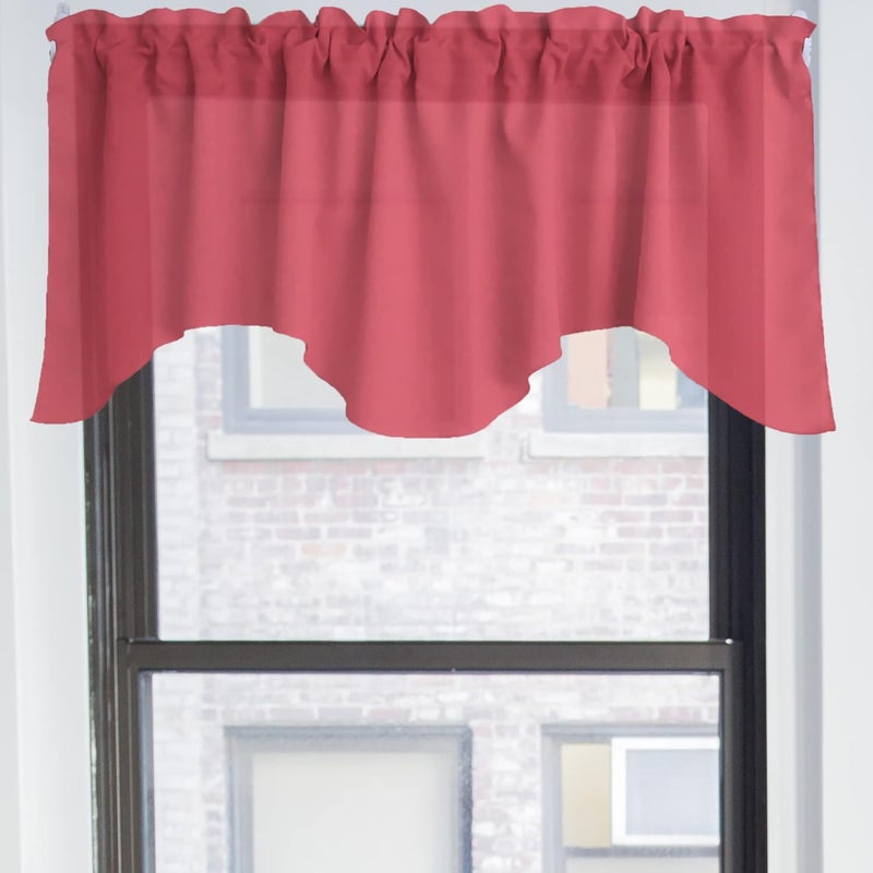 Zen Creative Designs Solid Poplin Scalloped Window Valance Home Décor Bedroom Nursery Kitchen Window (Coral) - Image 2